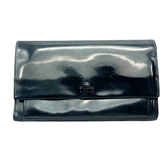 Gucci Patent Leather Long Wallet Black Unisex - Picture 3 of 11